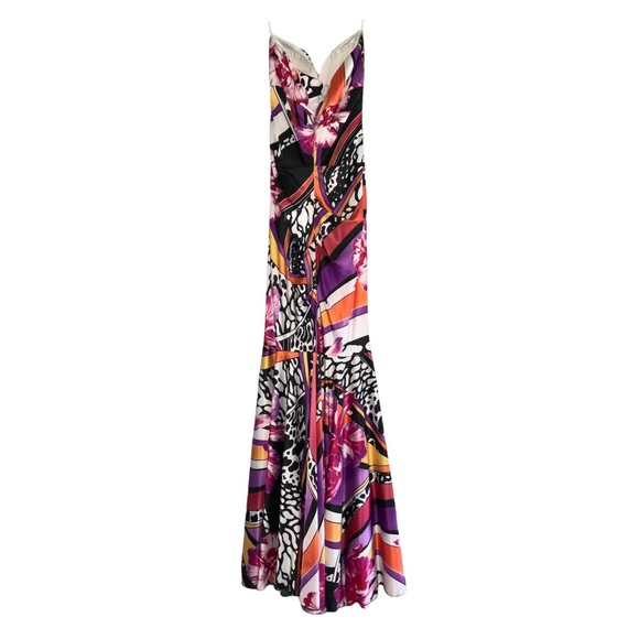 CACHE Mermaid Style Gown Multicolor Print Strapless Maxi Dress Sz 2 - Picture 3 of 9